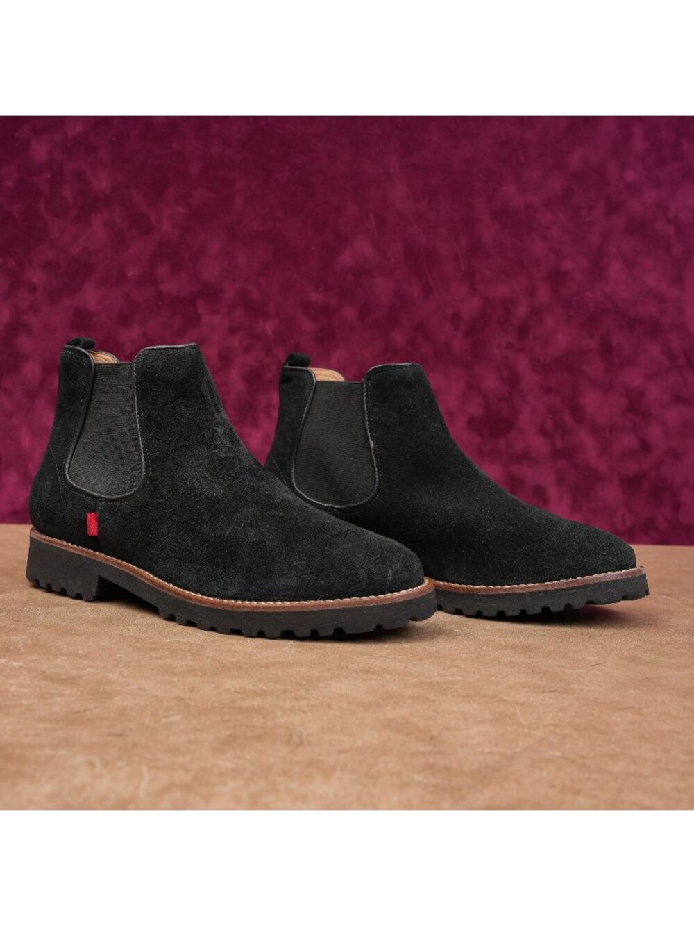 Marc Joseph NY Women Black Suede Fashion Lug Chelsea Ankle Boots sz 9
